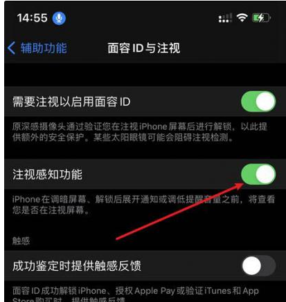 阳山苹果14维修网点分享iPhone14注视感知功能有什么用 